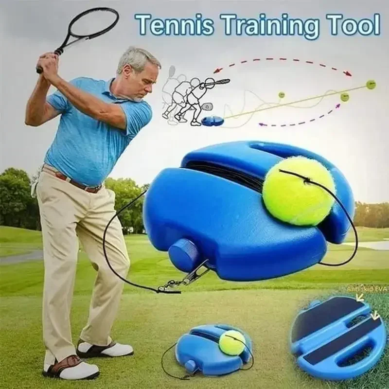 Portable Tennis Rebound Trainer with Elastic Rope Base - Image 2